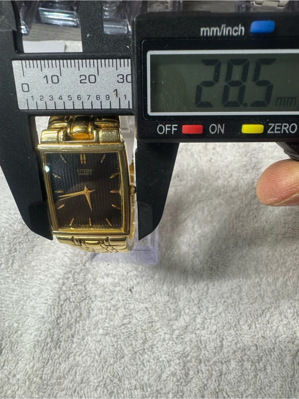 Citizen Gold-Tone Rectangular Watch with Black Dial
